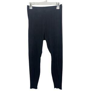 Eileen Fisher Black Ribbed Knit Pull On Leggings Stretch Small Minimalist